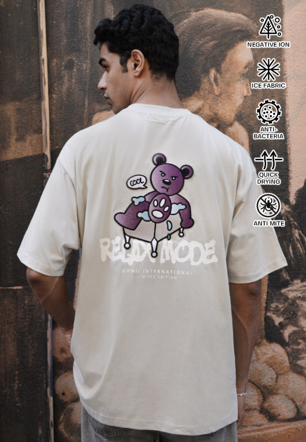 OVERSIZED RELAX MODE HAUGHTY BEAR (GREY) COTTON JERSEY TSHIRT