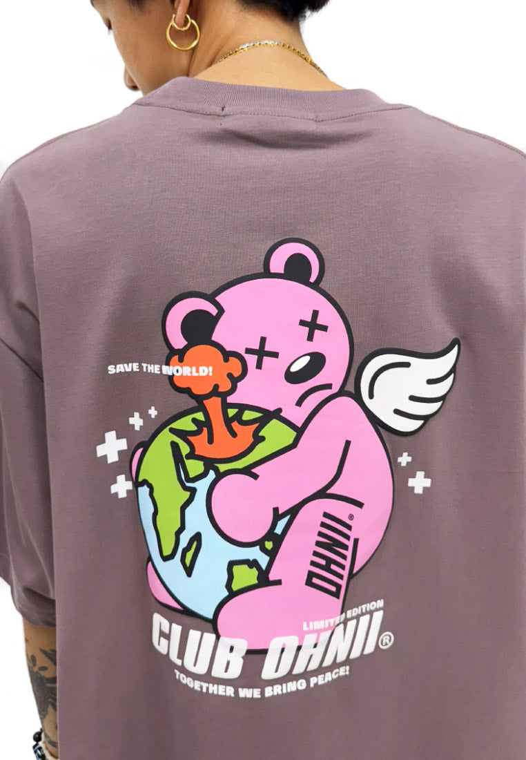 OVERSIZED EARTH SAVING BEAR (PURPLE) COTTON JERSEY TSHIRT