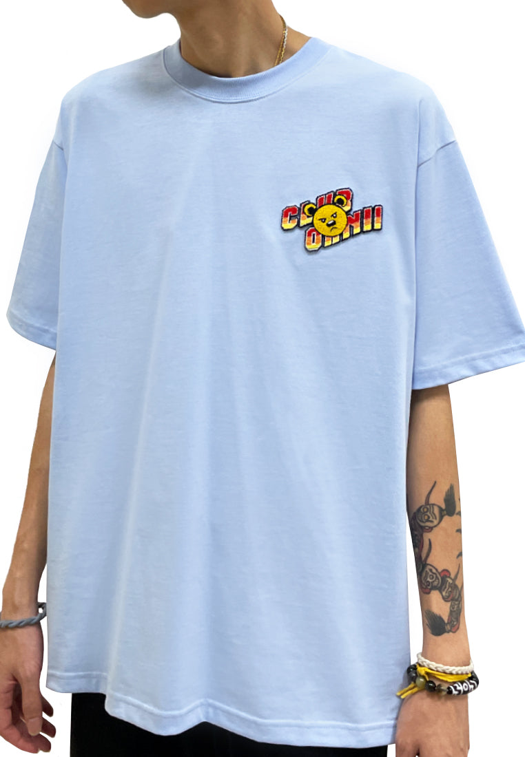 OVERSIZED 1 BY 1 HAUGHTY BEAR (BABY BLUE) COTTON JERSEY TSHIRT