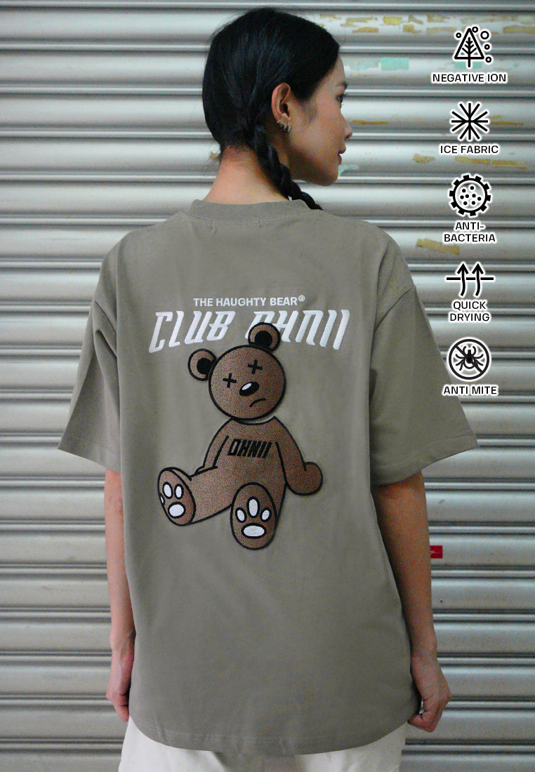 OVERSIZED SITTING HAUGHTY BEAR (KHAKI) COTTON JERSEY TSHIRT