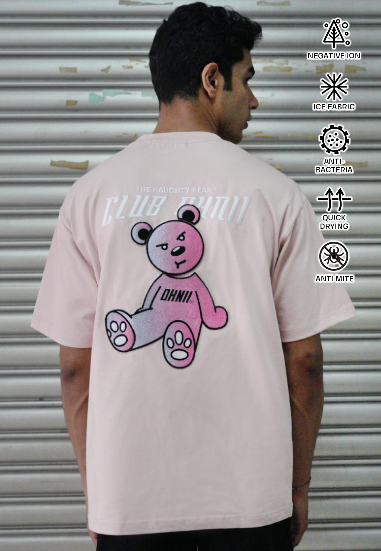 OVERSIZED SITTING HAUGHTY BEAR (PINK) COTTON JERSEY TSHIRT