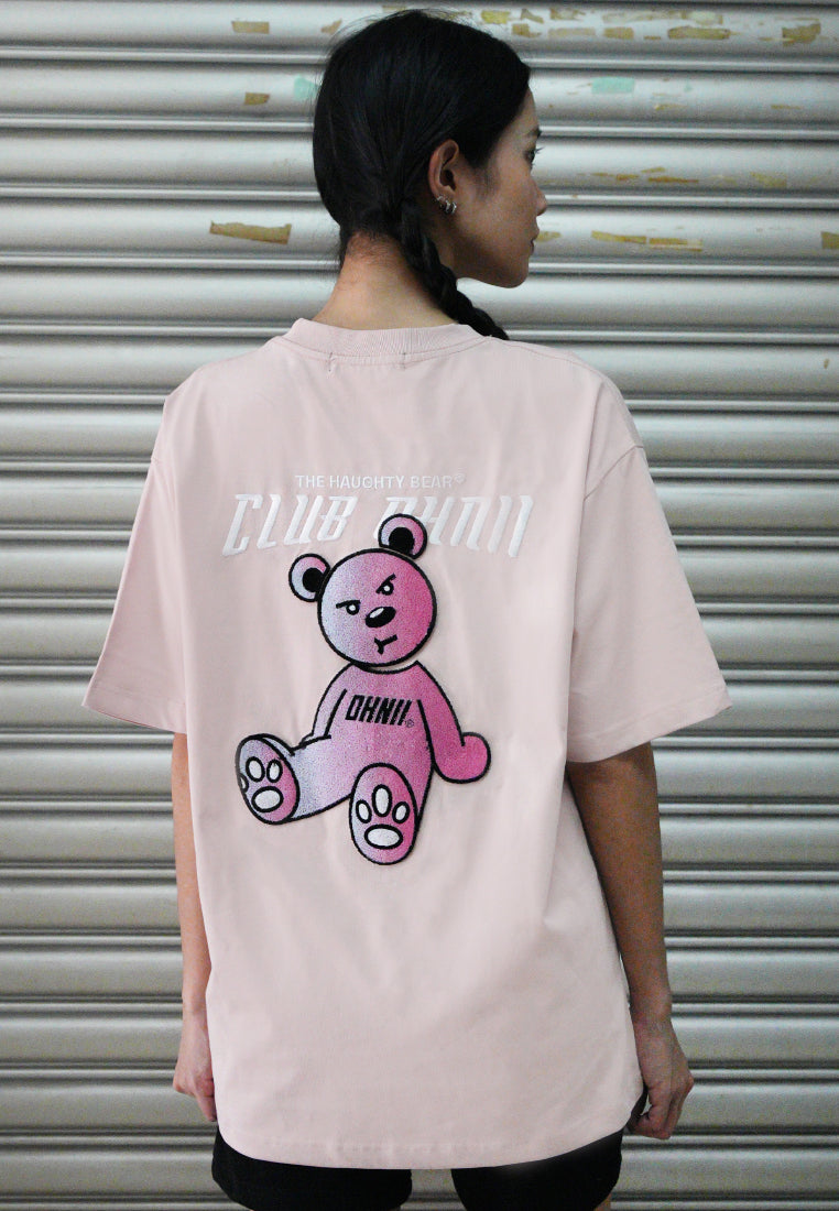 OVERSIZED SITTING HAUGHTY BEAR (PINK) COTTON JERSEY TSHIRT