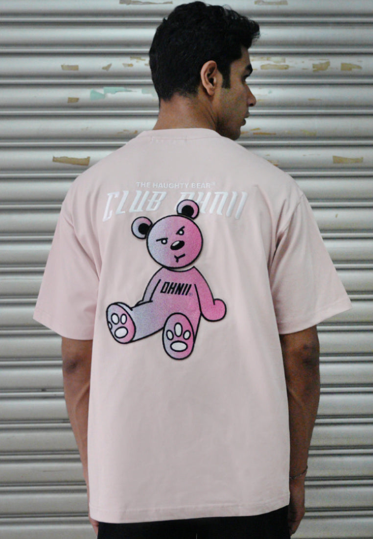 OVERSIZED SITTING HAUGHTY BEAR (PINK) COTTON JERSEY TSHIRT