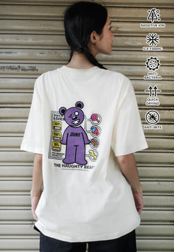 OVERSIZED CHILDHOOD SNACK LOVER HAUGHTY BEAR (BEIGE) COTTON JERSEY TSHIRT