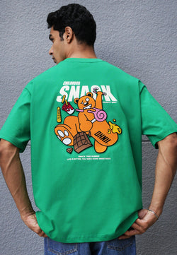 OVERSIZED CHILLHOOD SNACK HAUGHTY BEAR (GREEN) COTTON JERSEY TSHIRT