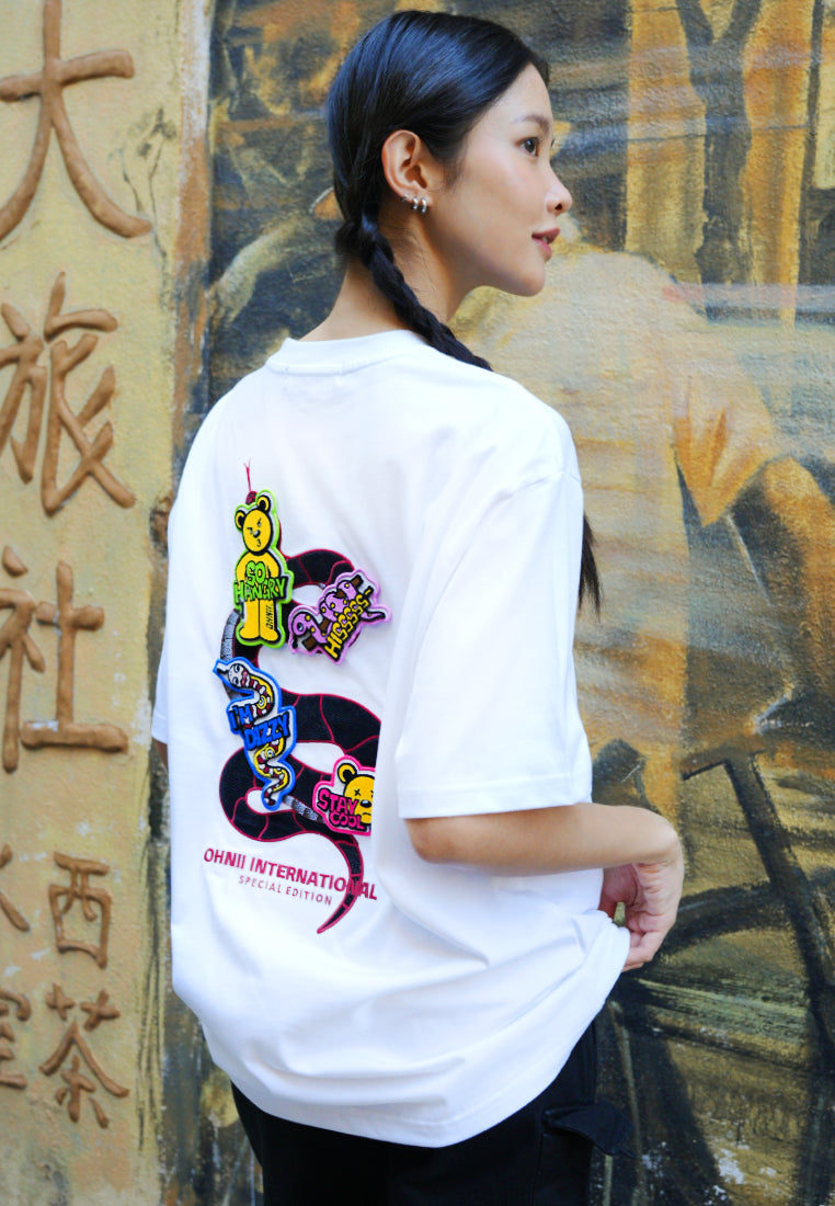 CNY EXCLUSIVE: CNY DIY SNAKE HAUGHTY BEAR (WHITE) COTTON JERSEY TSHIRT