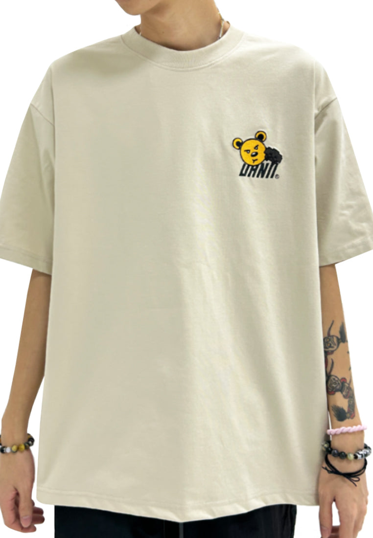 OVERSIZED ARCADE SPACESHIP BEAR (BEIGE) COTTON JERSEY TSHIRT