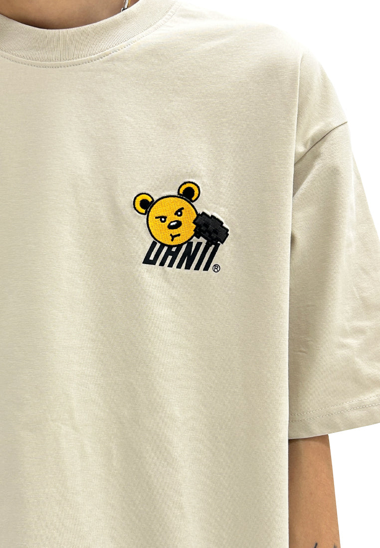 OVERSIZED ARCADE SPACESHIP BEAR (BEIGE) COTTON JERSEY TSHIRT