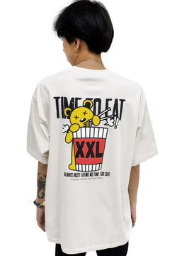 OVERSIZED TIME TO EAT BEAR V2(CREAM) COTTON JERSEY TSHIRT