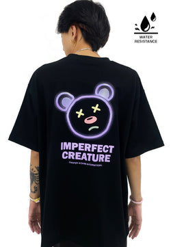 OVERSIZED HEAT-SENSITIVE EMBROIDERY IMPERFECT CREATURE HEAD (BLACK) COTTON JERSEY TSHIRT