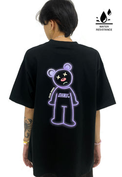 OVERSIZED HEAT-SENSITIVE EMBROIDERY IMPERFECT CREATURE FULL BEAR(BLACK) COTTON JERSEY TSHIRT