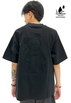 OVERSIZED 3D SPARKLING BEAR (BLACK) COTTON JERSEY TSHIRT