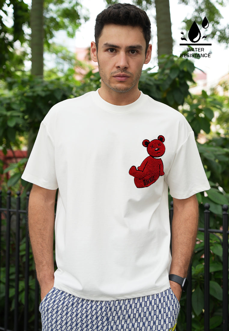 OVERSIZED SIGNATURE TUFTING BEAR (MAROON) COTTON JERSEY TSHIRT